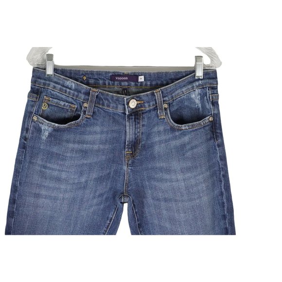 Vigoss Jeans Womens Juniors Size 11 New York Straight Stretch Distressed Denim - Picture 2 of 12